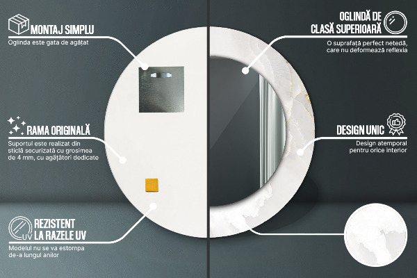 Circle decorative mirror Shiny marble