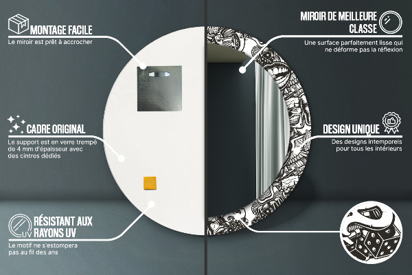 Round printed mirror Abstract fluid