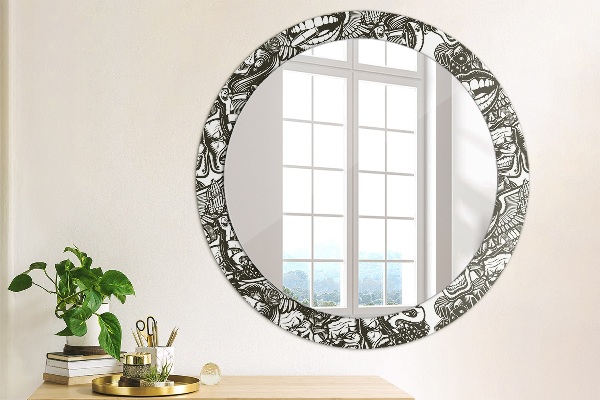 Round printed mirror Abstract fluid