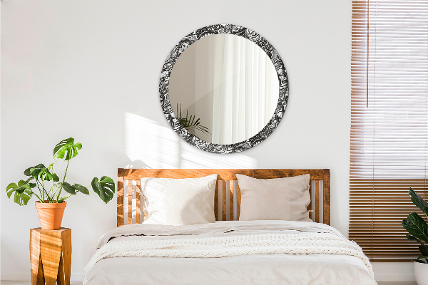 Round printed mirror Abstract fluid
