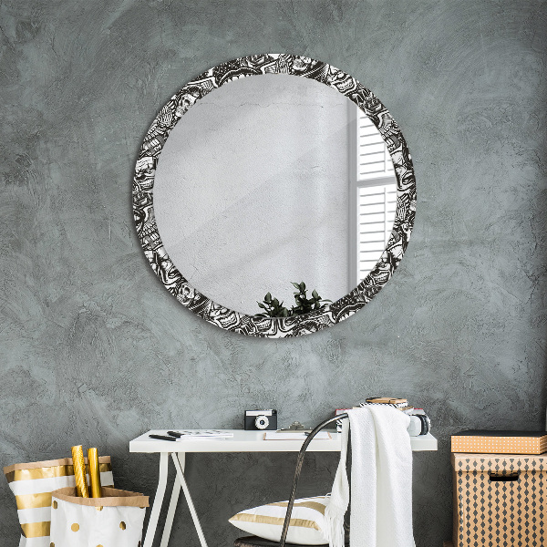 Round printed mirror Abstract fluid