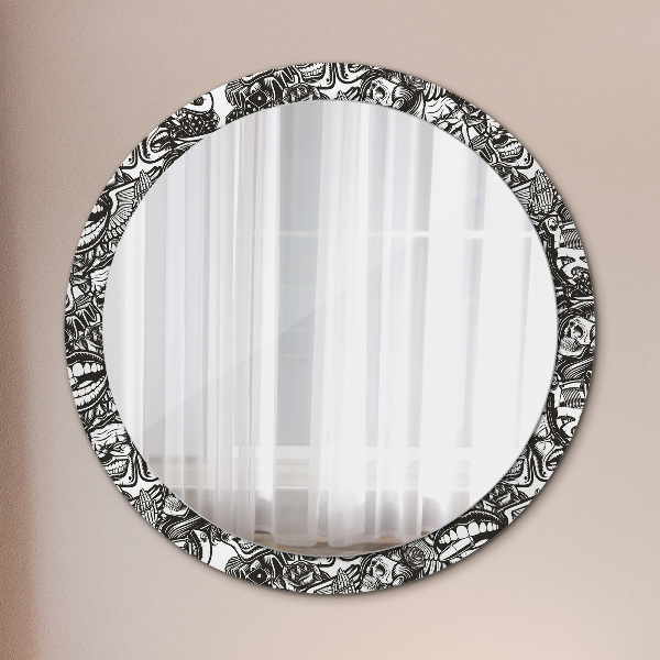 Round printed mirror Abstract fluid