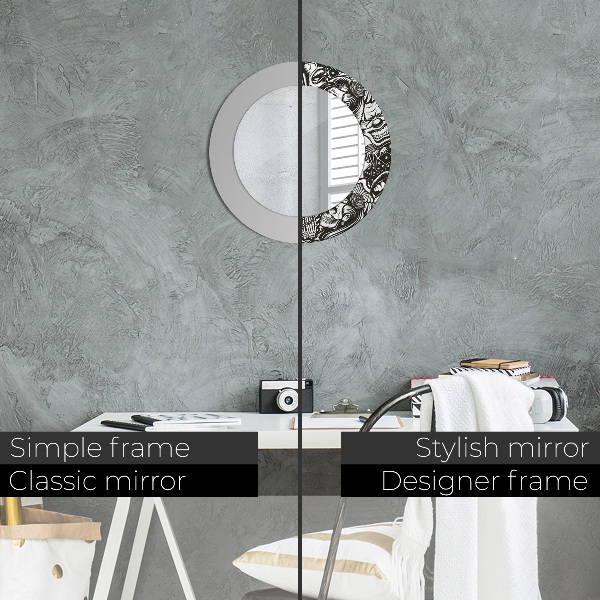 Round printed mirror Abstract fluid