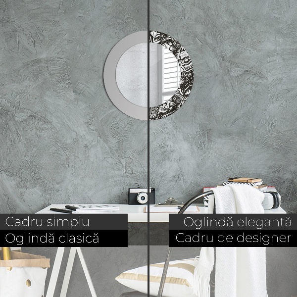 Round printed mirror Abstract fluid