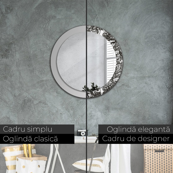 Round printed mirror Abstract fluid