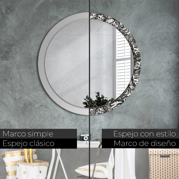 Round printed mirror Abstract fluid