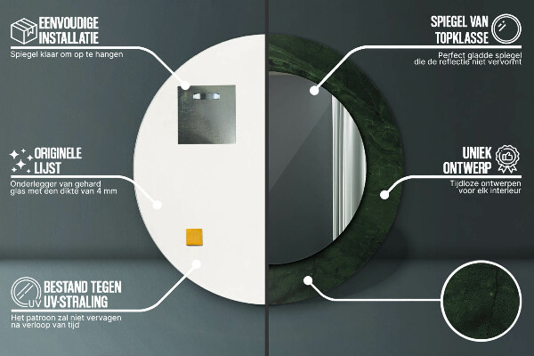 Round printed mirror Green marble