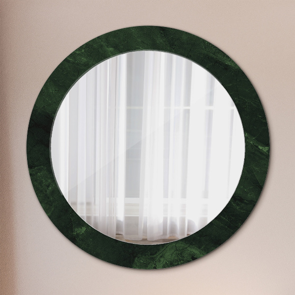 Round printed mirror Green marble