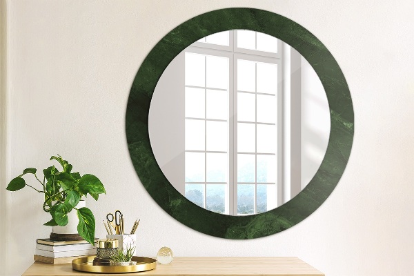 Round printed mirror Green marble