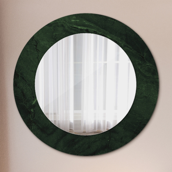 Round printed mirror Green marble