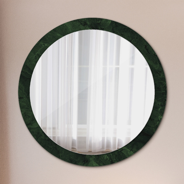 Round printed mirror Green marble