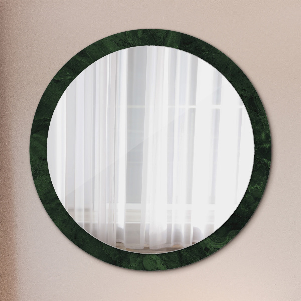 Round printed mirror Green marble