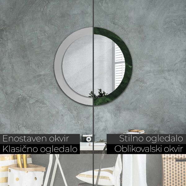 Round printed mirror Green marble