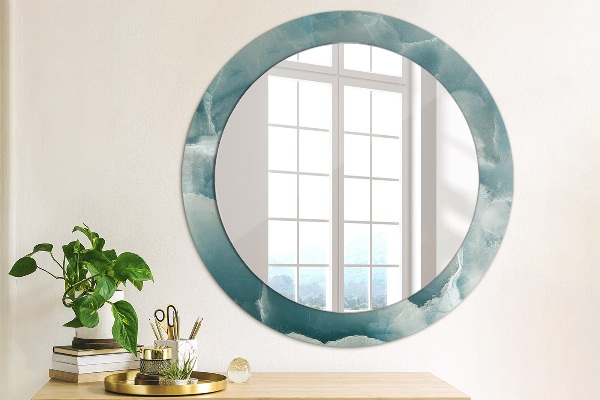 Round wall mirror decor Blue onyx marble