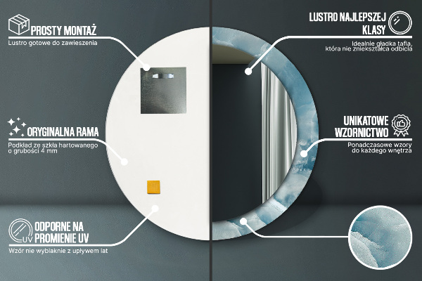 Round wall mirror decor Blue onyx marble