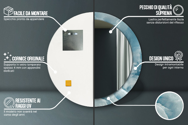 Round wall mirror decor Blue onyx marble