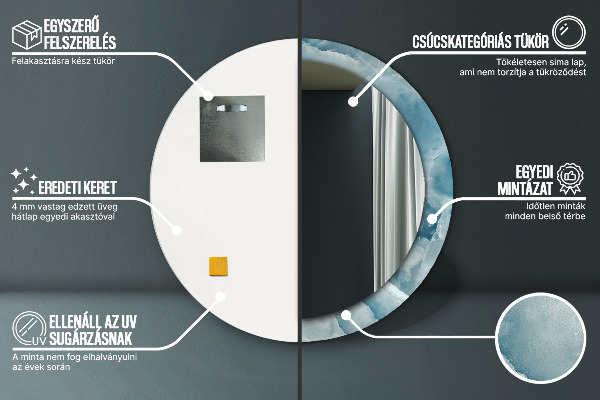 Round wall mirror decor Blue onyx marble