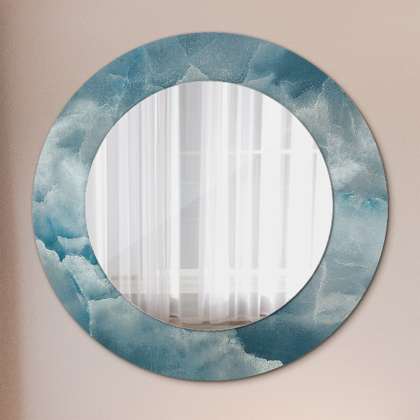 Round wall mirror decor Blue onyx marble