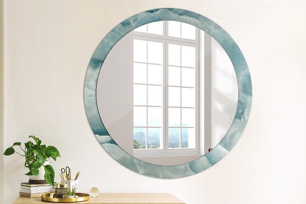 Round wall mirror decor Blue onyx marble