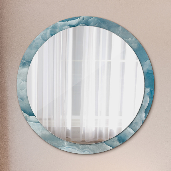 Round wall mirror decor Blue onyx marble