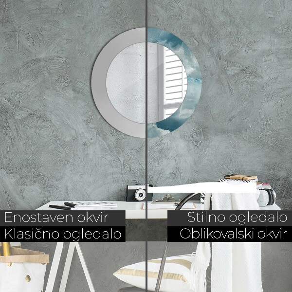 Round wall mirror decor Blue onyx marble