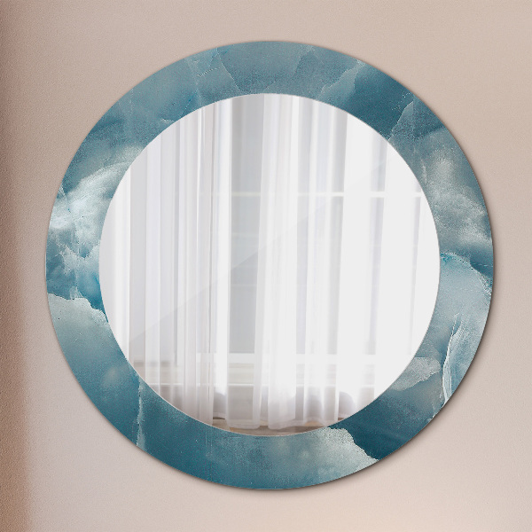Round wall mirror decor Blue onyx marble