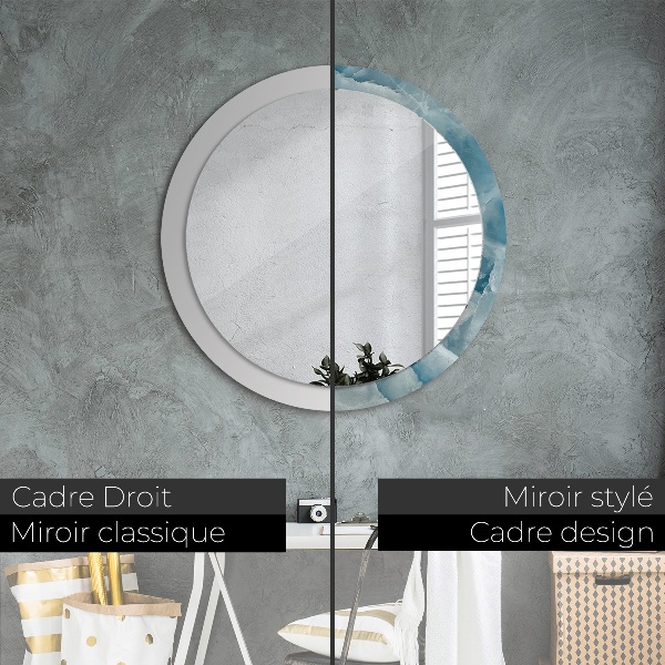 Round wall mirror decor Blue onyx marble