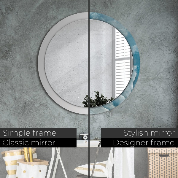 Round wall mirror decor Blue onyx marble