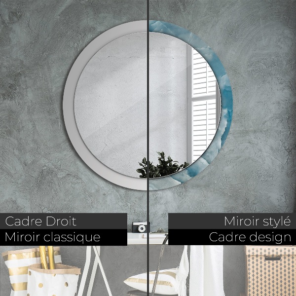 Round wall mirror decor Blue onyx marble