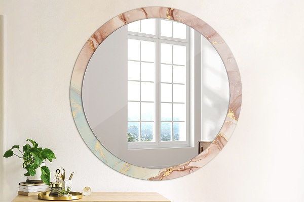 Round wall mirror decor Abstract fluid