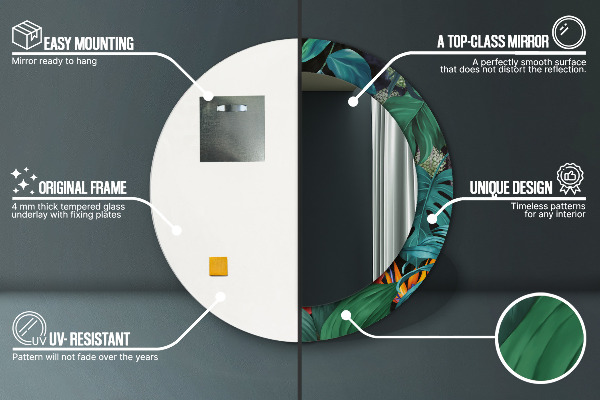 Round wall mirror decor Forest in the jungle