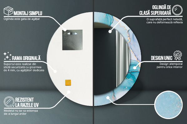 Round wall mirror decor Abstract fluid