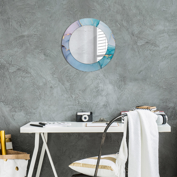 Round wall mirror decor Abstract fluid