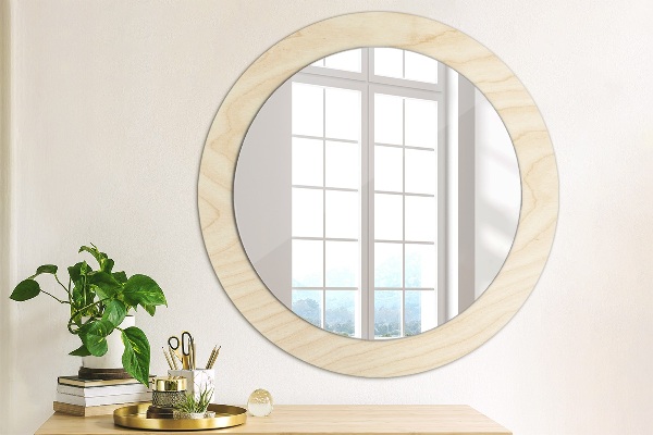 Round decorative mirror Wood texture