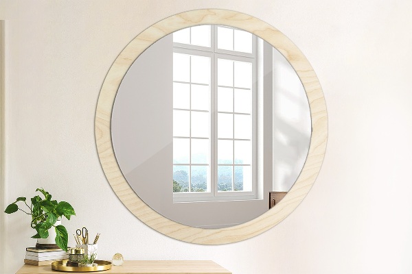 Round decorative mirror Wood texture