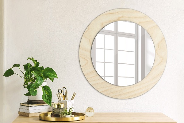Round decorative mirror Wood texture