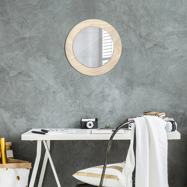 Round decorative mirror Wood texture