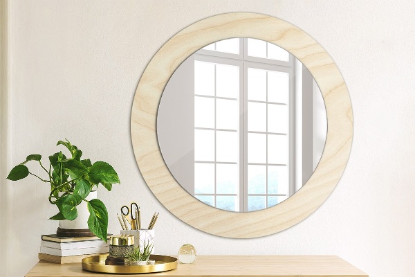 Round decorative mirror Wood texture