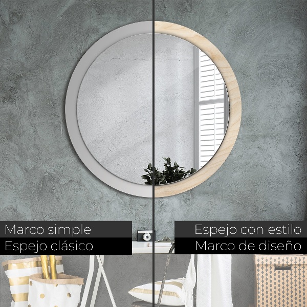 Round decorative mirror Wood texture
