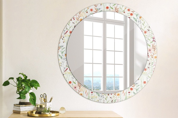 Round decorative mirror Wild flowers