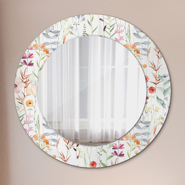 Round decorative mirror Wild flowers