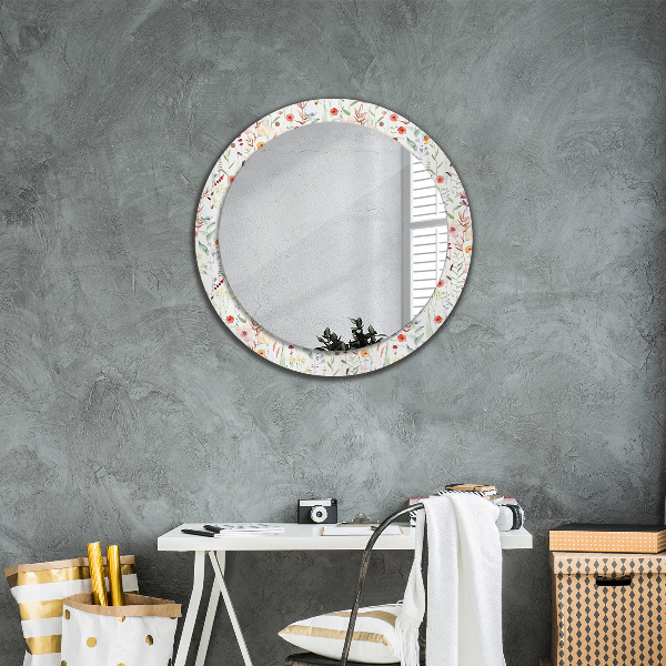 Round decorative mirror Wild flowers