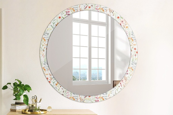 Round decorative mirror Wild flowers