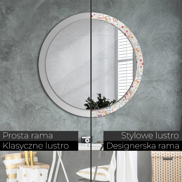 Round decorative mirror Wild flowers