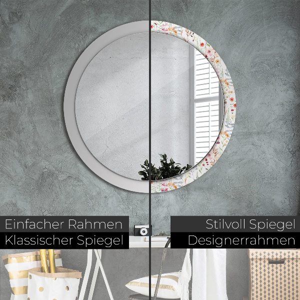 Round decorative mirror Wild flowers
