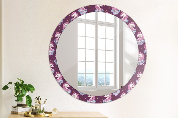 Round decorative mirror Unicorn stars