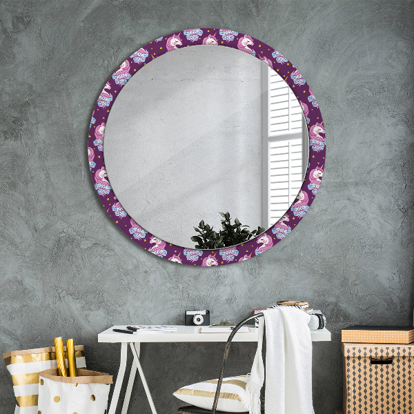 Round decorative mirror Unicorn stars
