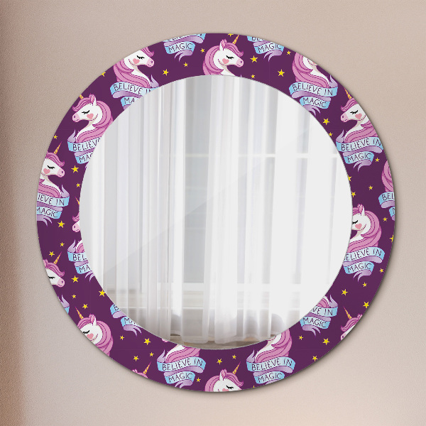 Round decorative mirror Unicorn stars