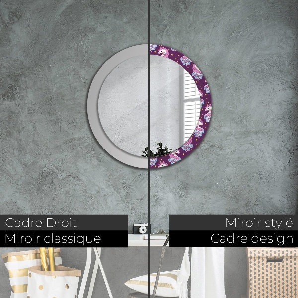 Round decorative mirror Unicorn stars