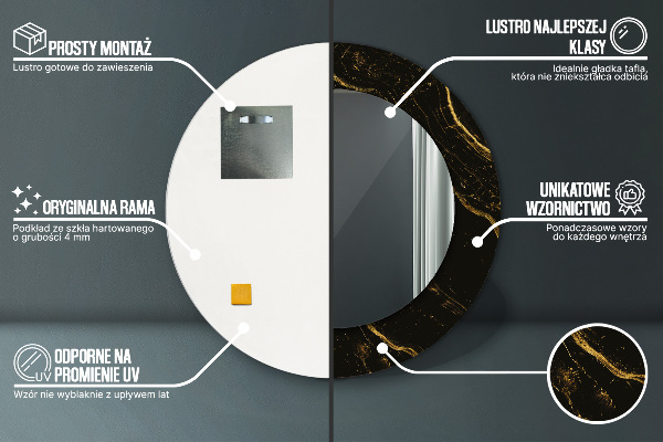 Round wall mirror design Black marble